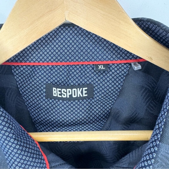 Bespoke Men’s Button-Down Collared Shirt Subtle Tonal Pattern Navy Blue Size XL - Picture 3 of 7